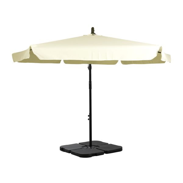 3M Patio Outdoor Umbrella Cantilever With Base Stand – Beige