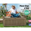 Outdoor Storage Bench Box Wooden Garden Toy Tool Sheds Patio Furniture Brown
