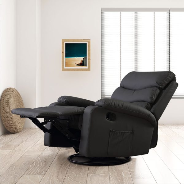 Massage Chair Recliner Chairs Heated Lounge Sofa Armchair 360 Swivel – Black