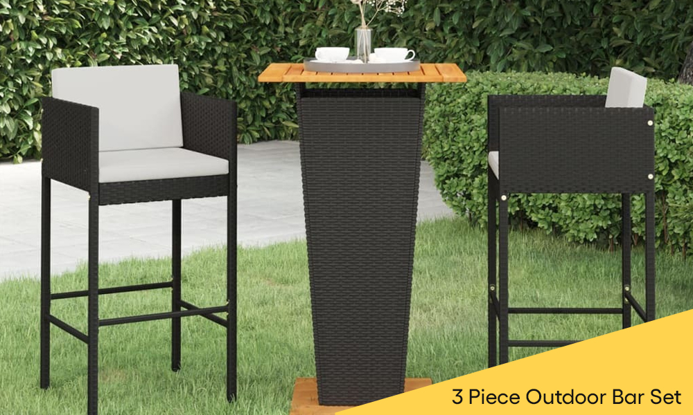  3 piece outdoor bar table set rattan 