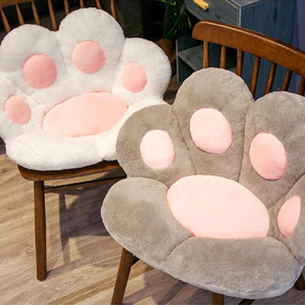 2X Grey Paw Shape Cushion Warm Lazy Sofa Decorative Pillow Backseat Plush Mat Home Decor