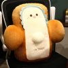 2X Happy Face Toast Bread Cushion Stuffed Car Seat Plush Cartoon Back Support Pillow Home Decor