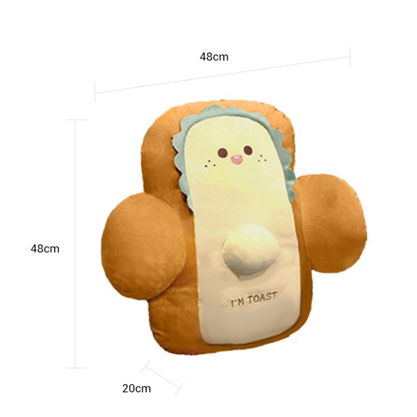 2X Happy Face Toast Bread Cushion Stuffed Car Seat Plush Cartoon Back Support Pillow Home Decor