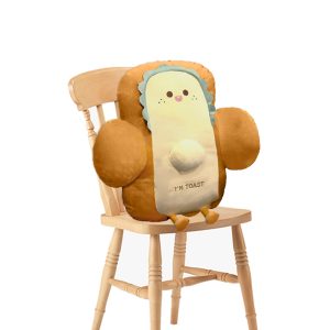 Smiley Face Toast Bread Cushion Stuffed Car Seat Plush Cartoon Back Support Pillow Home Decor