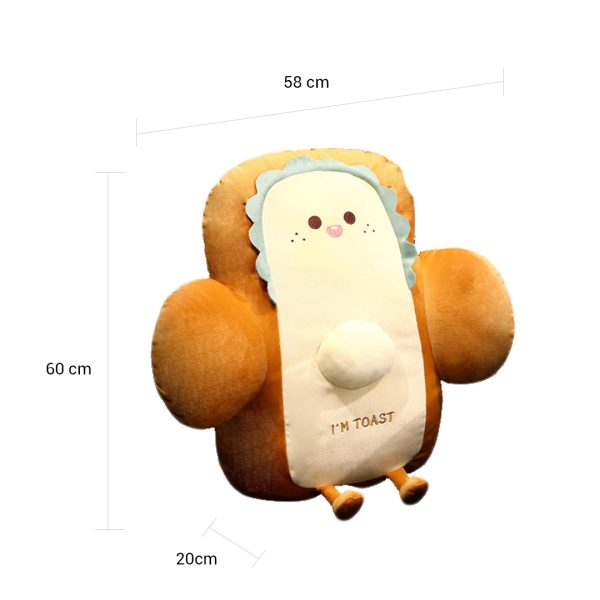 Smiley Face Toast Bread Cushion Stuffed Car Seat Plush Cartoon Back Support Pillow Home Decor