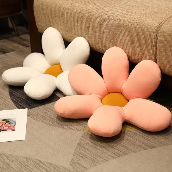 2X Pink Daisy Flower Shape Cushion Soft Leaning Bedside Pad Floor Plush Pillow Home Decor