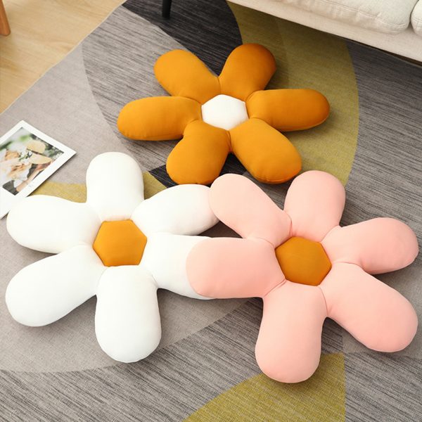 2X Pink Daisy Flower Shape Cushion Soft Leaning Bedside Pad Floor Plush Pillow Home Decor