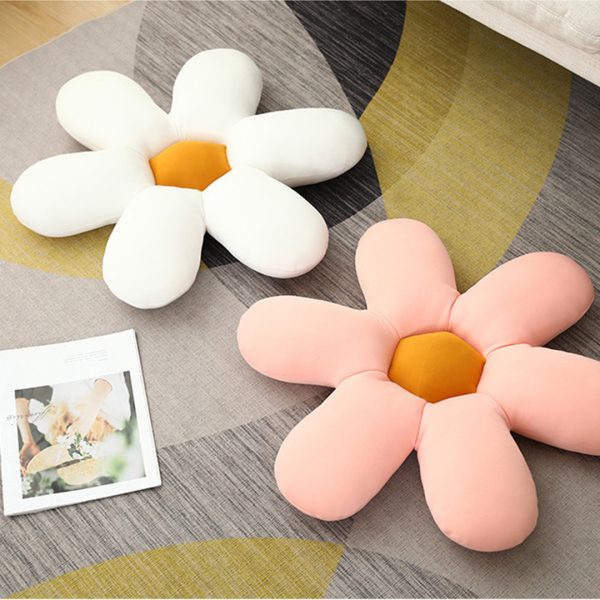 2X Pink Daisy Flower Shape Cushion Soft Leaning Bedside Pad Floor Plush Pillow Home Decor