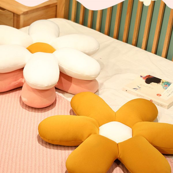 2X Pink Daisy Flower Shape Cushion Soft Leaning Bedside Pad Floor Plush Pillow Home Decor