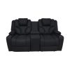 3+2 Seater Electric Recliner Stylish Rhino Fabric Black Lounge Armchair with LED Features