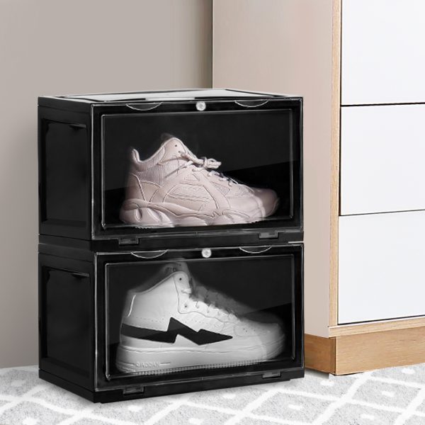 Premium Sneaker Display Case Shoe Storage Box Clear Plastic Magnetic Stackable