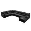 Townsend Lounge Set Luxurious 7 Seater Bonded Leather Corner Sofa Living Room Couch in Black with Chaise