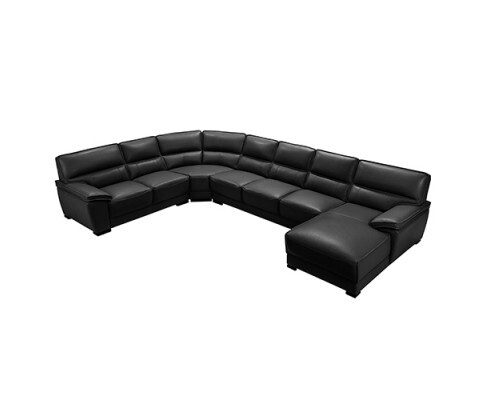 Townsend Lounge Set Luxurious 7 Seater Bonded Leather Corner Sofa Living Room Couch in Black with Chaise