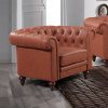 Prunedale Brown Sofa Lounge Chesterfireld Style Button Tufted in Faux Leather – 1 Seater