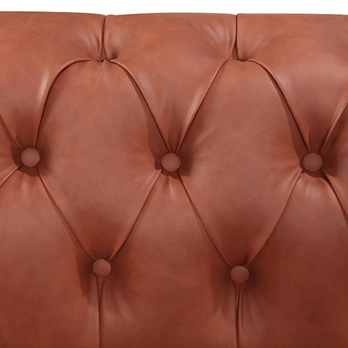 Prunedale Brown Sofa Lounge Chesterfireld Style Button Tufted in Faux Leather – 1 Seater