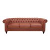 Prunedale Brown Sofa Lounge Chesterfireld Style Button Tufted in Faux Leather – 3 Seater