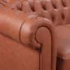 Prunedale Brown Sofa Lounge Chesterfireld Style Button Tufted in Faux Leather – 3 Seater