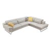 Buenaventura 5 Seater Lounge Cream Colour Leatherette Corner Sofa Couch with Chaise