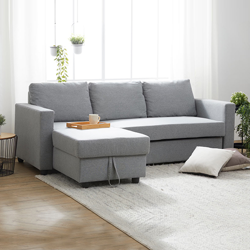 2 Seater Sofa Bed With Pull Out Storage Corner Lounge Set In Grey With Chaise