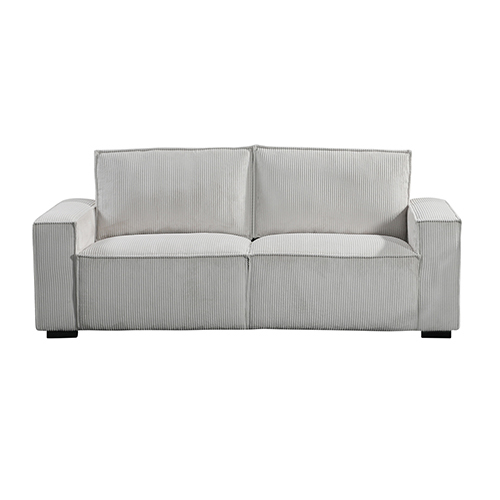 2 Seater Sofa Beige Colour Fabric Upholstery Wooden Structure Knock Down Feature In Back & Arms
