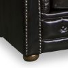 1 Seater Brown Colour Genuine Leather Upholstery Deep Quilting Pocket Spring Button Studding Sofa for Living Room