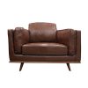 Hinesville Faux Sofa Brown Lounge Set for Living Room Couch with Wooden Frame – 1 Seater