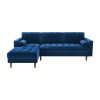 Sofa Chaise Navy Blue Colour Seamed Grid Pattern Pocket Spring Side Pillows Oblique Legs