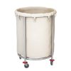 Stainless Steel Commercial Round Soiled Linen Laundry Trolley Cart with Wheels White