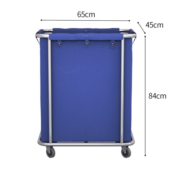 Stainless Steel Commercial Square Soiled Linen Laundry Trolley Cart with Wheels Blue