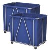 2X Stainless Steel Commercial Large Soiled Linen Laundry Trolley Cart with Wheels Blue