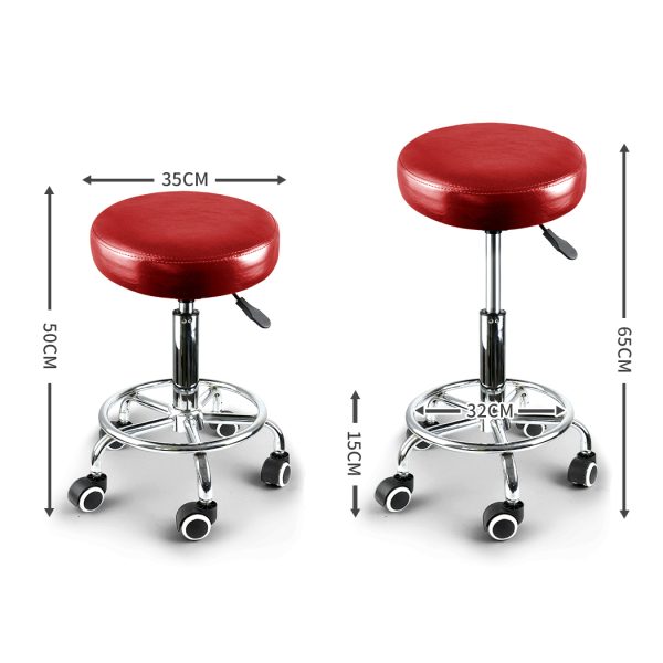 Swivel Salon Bar Stools Hairdressing Stool Barber Chairs Equipment Beauty – Red