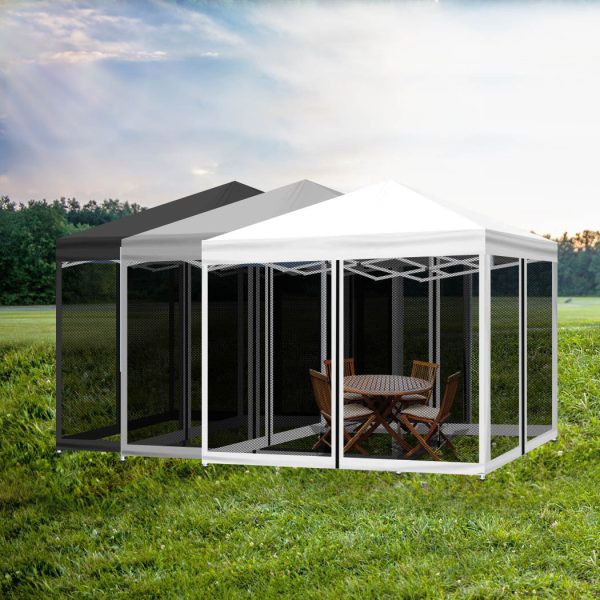 Gazebo 3×3 Marquee Pop Up Tent Outdoor Canopy Wedding Mesh Side Wall – White