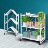 Foldable Storage Shelf Display Rack Bookshelf Bookcase Wheel Collapsible – White, 3 Tier