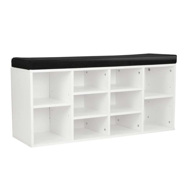 Shoe Rack Cabinet Organiser Black Cushion – White