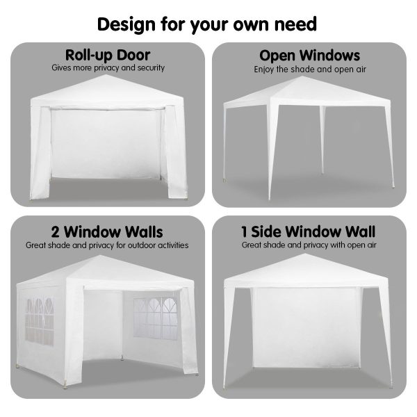 3m x 3m Wallaroo Outdoor Party Wedding Event Gazebo Tent – White