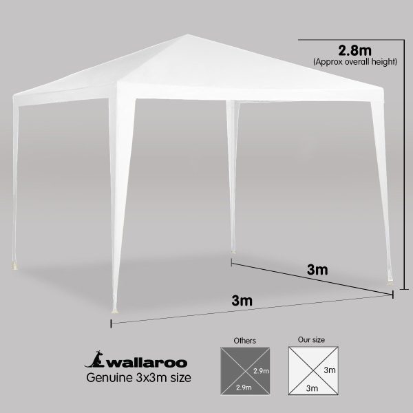 3m x 3m Wallaroo Outdoor Party Wedding Event Gazebo Tent – White