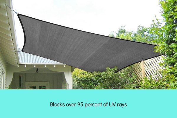 Wallaroo Outdoor Sun Shade Sail Canopy Grey Rectangle – 3 x 2.5 M