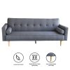 Padiham 3 Seater Linen Sofa Bed Couch with Pillows – Dark Grey