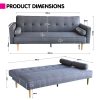 Padiham 3 Seater Linen Sofa Bed Couch with Pillows – Dark Grey