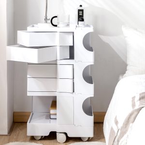 Horley Bedside Table Side Tables Nightstand Organizer Replica Boby Trolley 5Tier – White