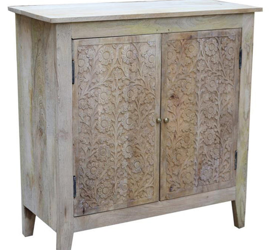 Sand blasted 2 drawer natural cabinet 82(w)x80(h)x 33(d)