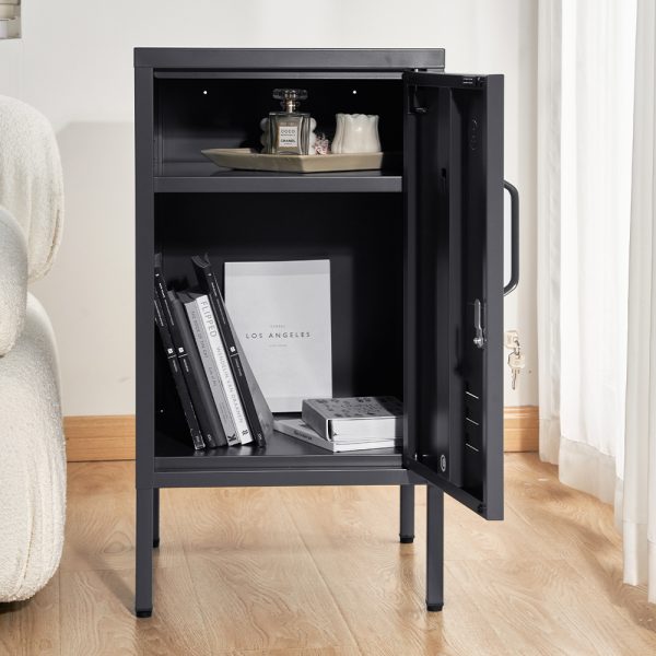 Metal Locker Storage Shelf Filing Cabinet Cupboard Bedside Table – Black