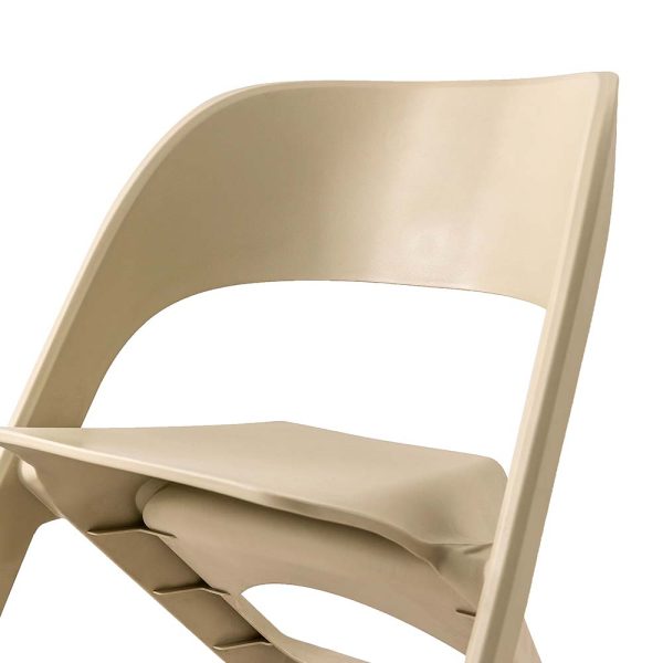 Set of 4 Dining Chairs Office Cafe Lounge Seat Stackable Plastic Leisure Chairs – Beige