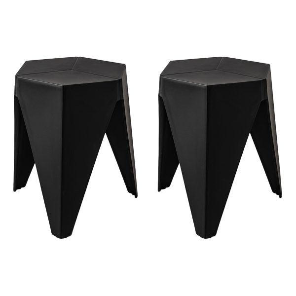 Set of 2 Puzzle Stool Plastic Stacking Bar Stools Dining Chairs Kitchen