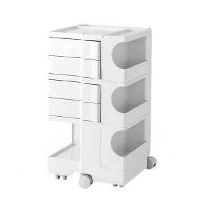 Horley Bedside Table Side Tables Nightstand Organizer Replica Boby Trolley 5Tier – White