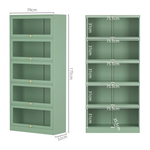 Buffet Sideboard Cupboard Cabinet Storage Mesh Doors Metal Green ELIA