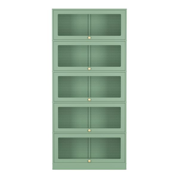 Buffet Sideboard Cupboard Cabinet Storage Mesh Doors Metal Green ELIA