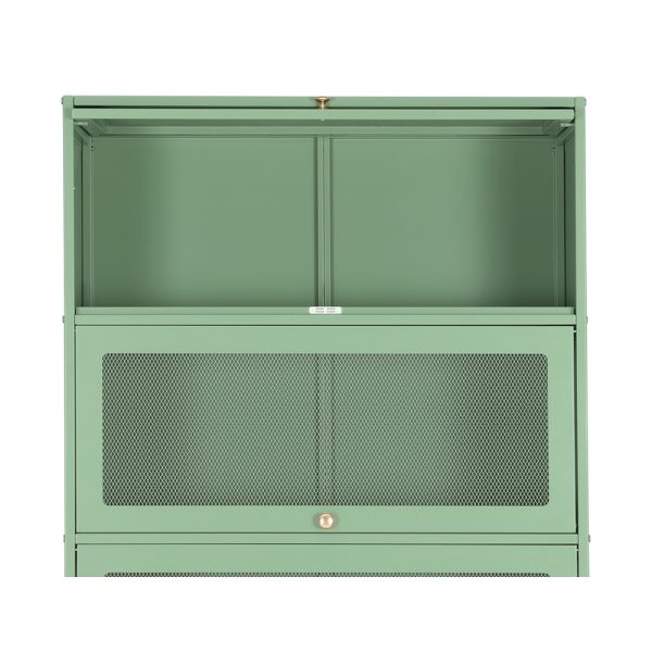 Buffet Sideboard Cupboard Cabinet Storage Mesh Doors Metal Green ELIA