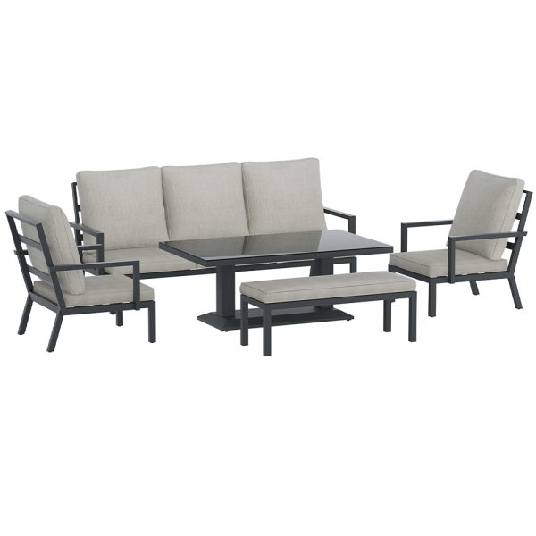 5-Piece Outdoor Furniture Setting Table Chair Set Aluminium Sofa 7-Seater