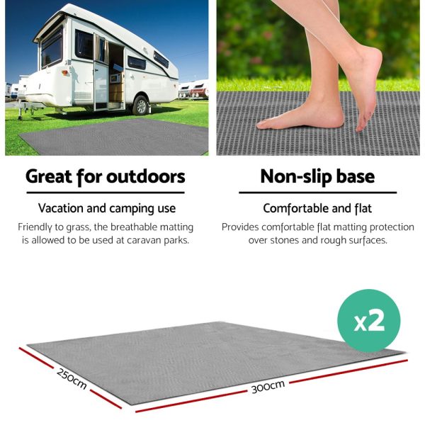 3M X 2.5M Annex Matting Floor Mats Mesh Caravan Camping Annexe 2pcs